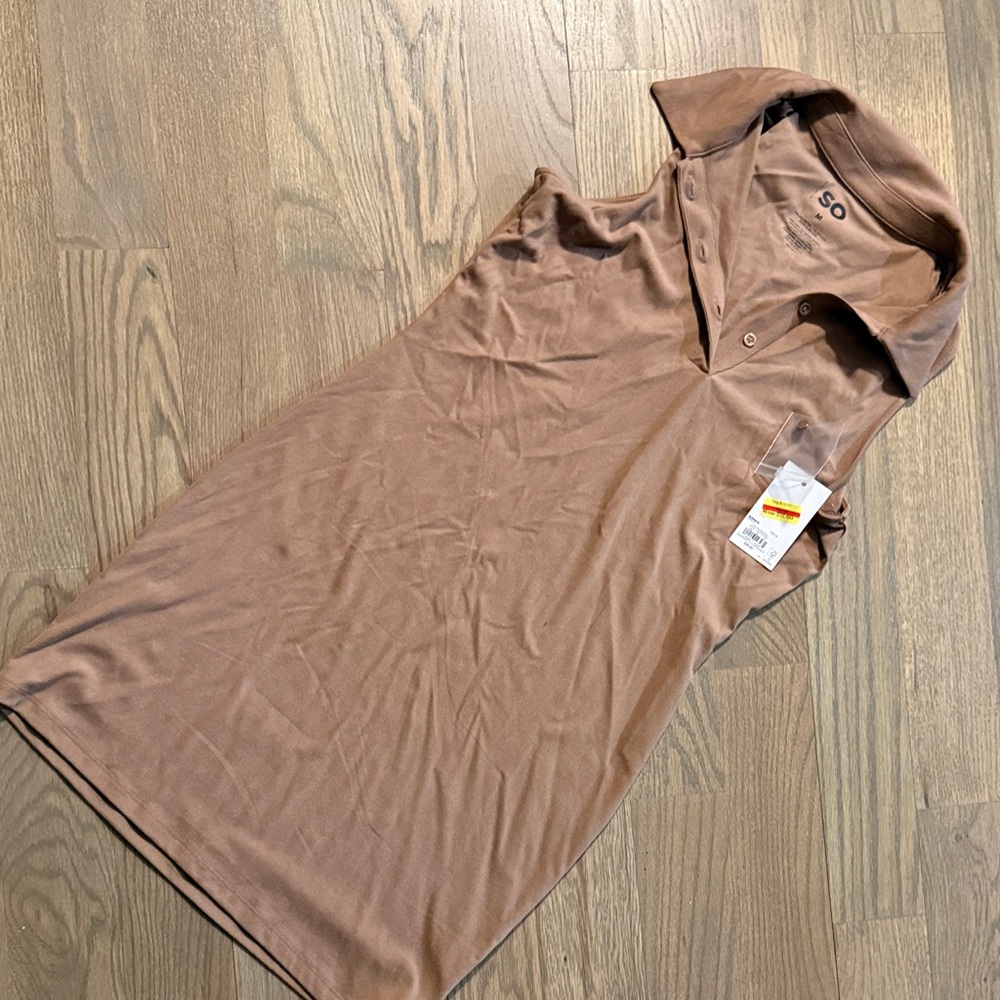 NWT Brown Sleeveless Polo Dress medium mini